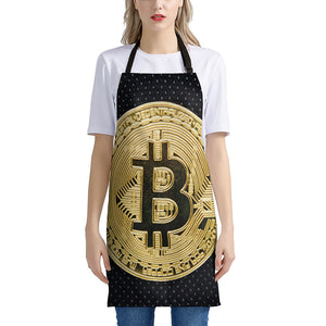 Gold Bitcoin Symbol Print Apron