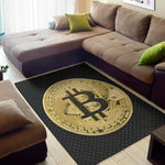 Gold Bitcoin Symbol Print Area Rug