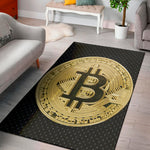 Gold Bitcoin Symbol Print Area Rug