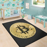 Gold Bitcoin Symbol Print Area Rug