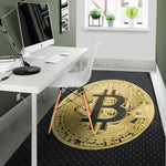 Gold Bitcoin Symbol Print Area Rug