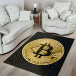 Gold Bitcoin Symbol Print Area Rug