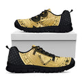 Gold Bitcoin Symbol Print Black Running Shoes