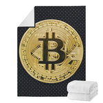 Gold Bitcoin Symbol Print Blanket