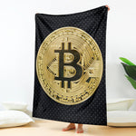Gold Bitcoin Symbol Print Blanket