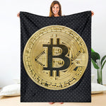 Gold Bitcoin Symbol Print Blanket