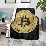 Gold Bitcoin Symbol Print Blanket