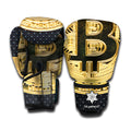 Gold Bitcoin Symbol Print Boxing Gloves