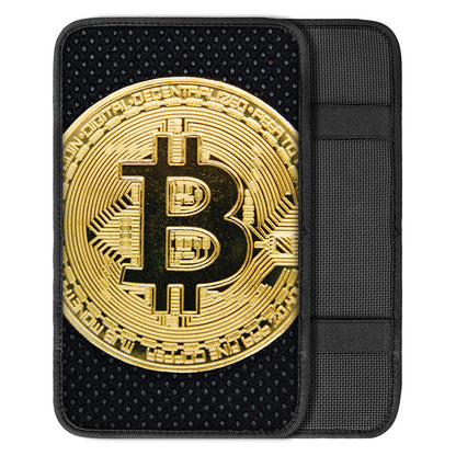 Gold Bitcoin Symbol Print Car Center Console Cover