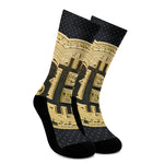 Gold Bitcoin Symbol Print Crew Socks