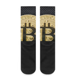 Gold Bitcoin Symbol Print Crew Socks