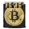 Gold Bitcoin Symbol Print Duvet Cover Bedding Set