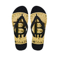 Gold Bitcoin Symbol Print Flip Flops