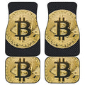 Gold Bitcoin Symbol Print Front and Back Car Floor Mats