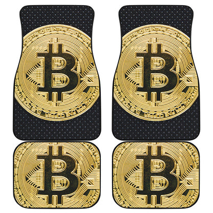 Gold Bitcoin Symbol Print Front and Back Car Floor Mats