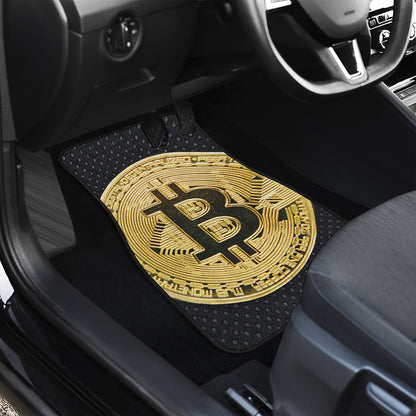 Gold Bitcoin Symbol Print Front and Back Car Floor Mats