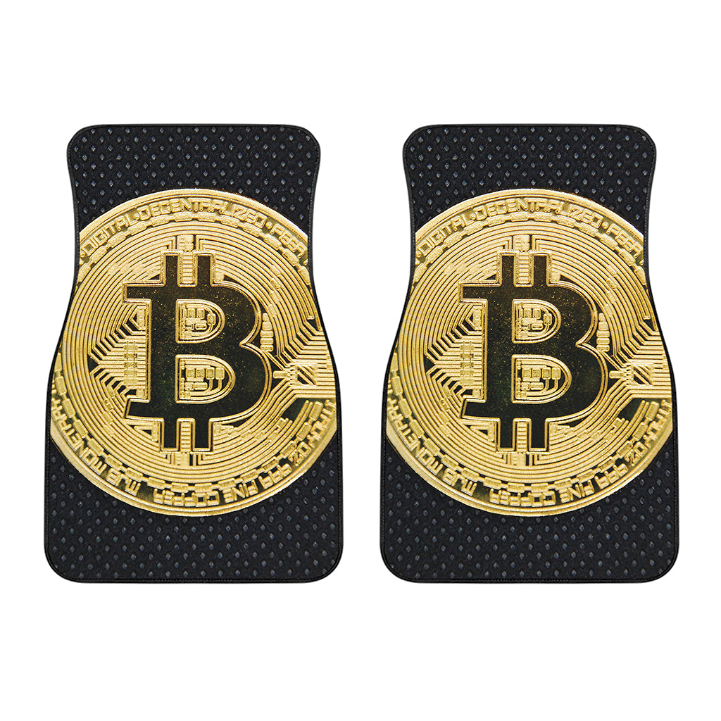 Gold Bitcoin Symbol Print Front Car Floor Mats