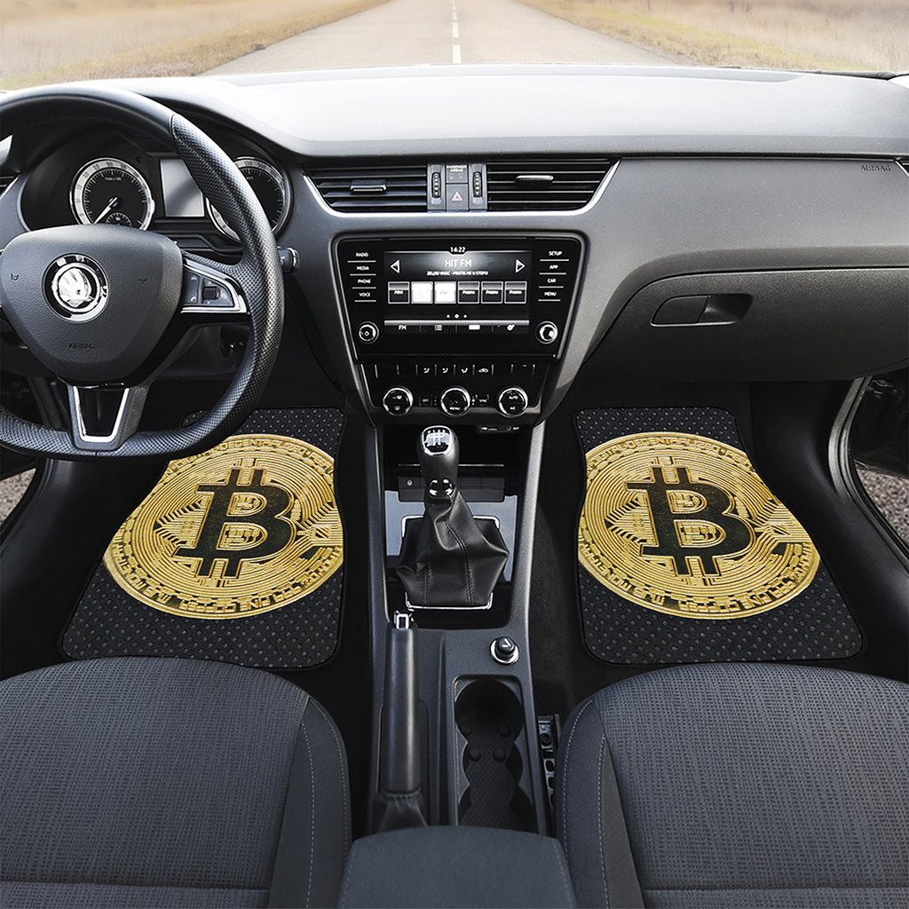 Gold Bitcoin Symbol Print Front Car Floor Mats
