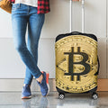 Gold Bitcoin Symbol Print Luggage Cover