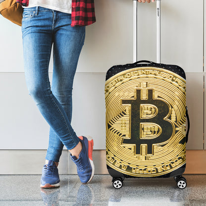 Gold Bitcoin Symbol Print Luggage Cover