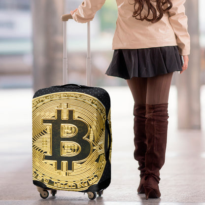 Gold Bitcoin Symbol Print Luggage Cover