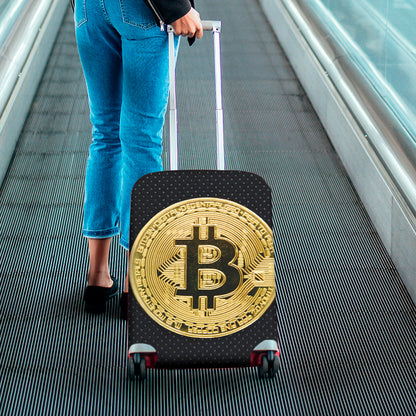 Gold Bitcoin Symbol Print Luggage Cover
