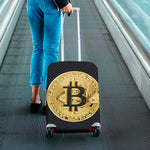 Gold Bitcoin Symbol Print Luggage Cover