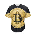 Gold Bitcoin Symbol Print Men's Baseball Jersey