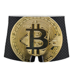 Gold Bitcoin Symbol Print Men's Boxer Briefs