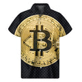 Gold Bitcoin Symbol Print Men's Short Sleeve Shirt