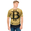 Gold Bitcoin Symbol Print Men's T-Shirt