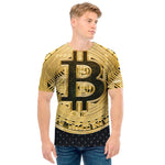 Gold Bitcoin Symbol Print Men's T-Shirt
