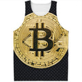 Gold Bitcoin Symbol Print Men's Tank Top
