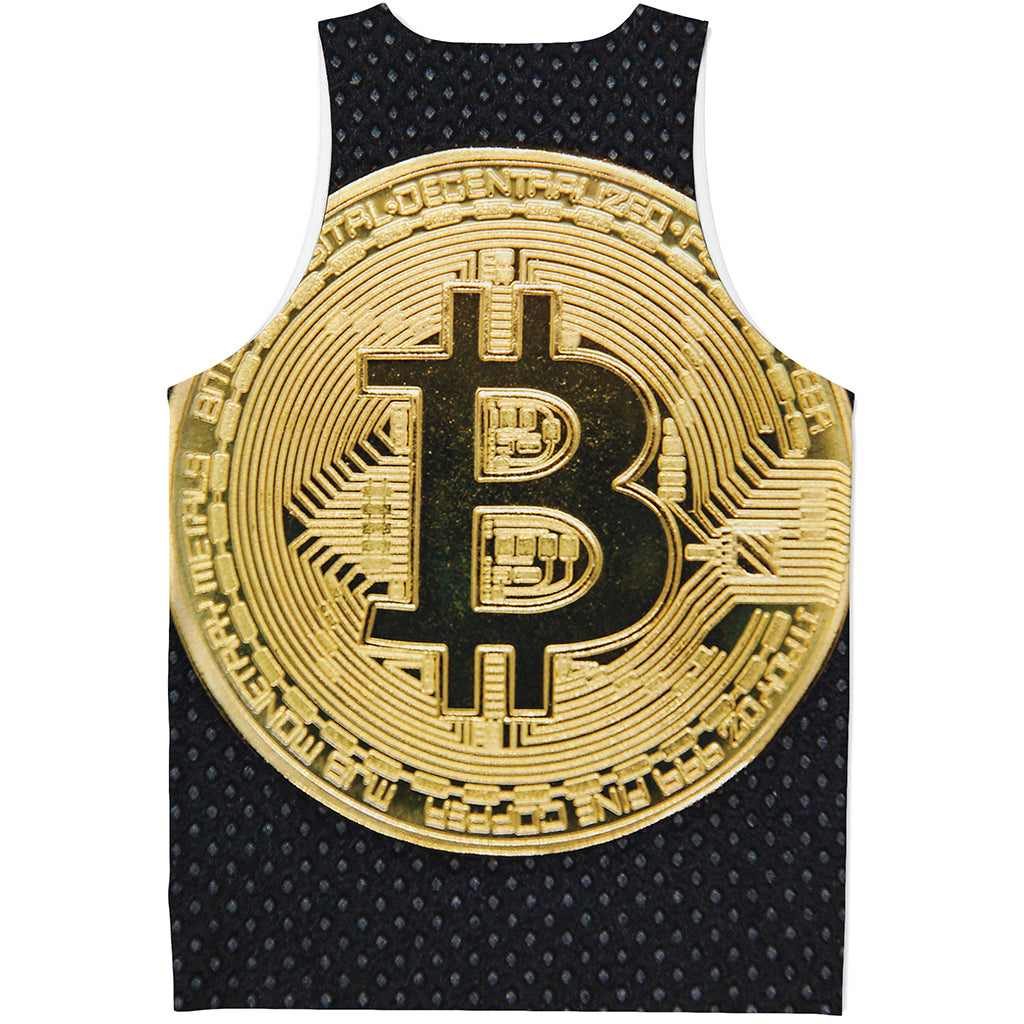 Gold Bitcoin Symbol Print Men's Tank Top