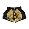 Gold Bitcoin Symbol Print Muay Thai Boxing Shorts