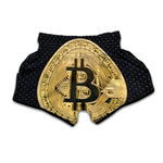 Gold Bitcoin Symbol Print Muay Thai Boxing Shorts