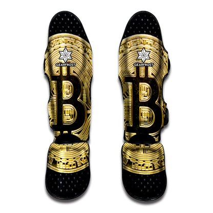 Gold Bitcoin Symbol Print Muay Thai Shin Guard