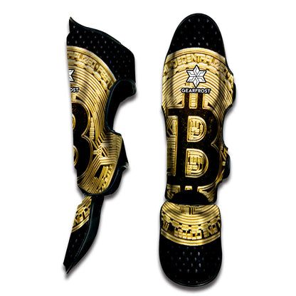 Gold Bitcoin Symbol Print Muay Thai Shin Guard
