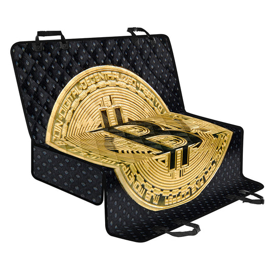 Gold Bitcoin Symbol Print Pet Car Back Seat Cover