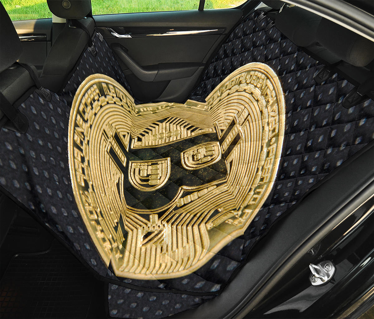 Gold Bitcoin Symbol Print Pet Car Back Seat Cover