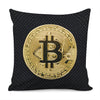 Gold Bitcoin Symbol Print Pillow Cover