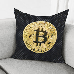 Gold Bitcoin Symbol Print Pillow Cover