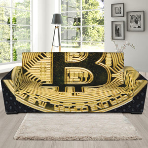 Gold Bitcoin Symbol Print Sofa Slipcover