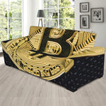 Gold Bitcoin Symbol Print Sofa Slipcover