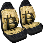 Gold Bitcoin Symbol Print Universal Fit Car Seat Covers