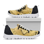 Gold Bitcoin Symbol Print White Sneakers