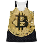 Gold Bitcoin Symbol Print Women's Racerback Tank Top