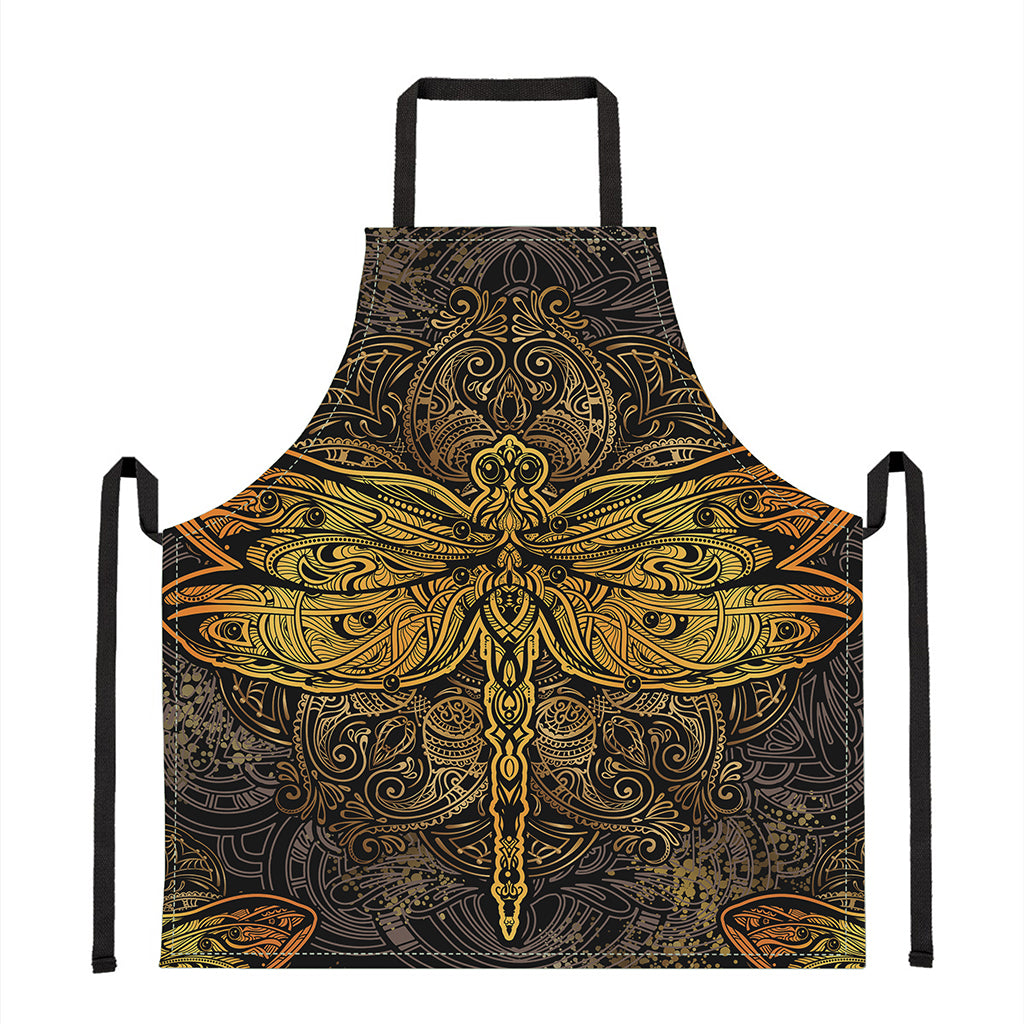 Gold Boho Dragonfly Print Apron