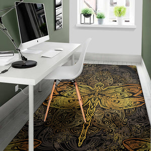 Gold Boho Dragonfly Print Area Rug