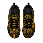 Gold Boho Dragonfly Print Black Sneakers